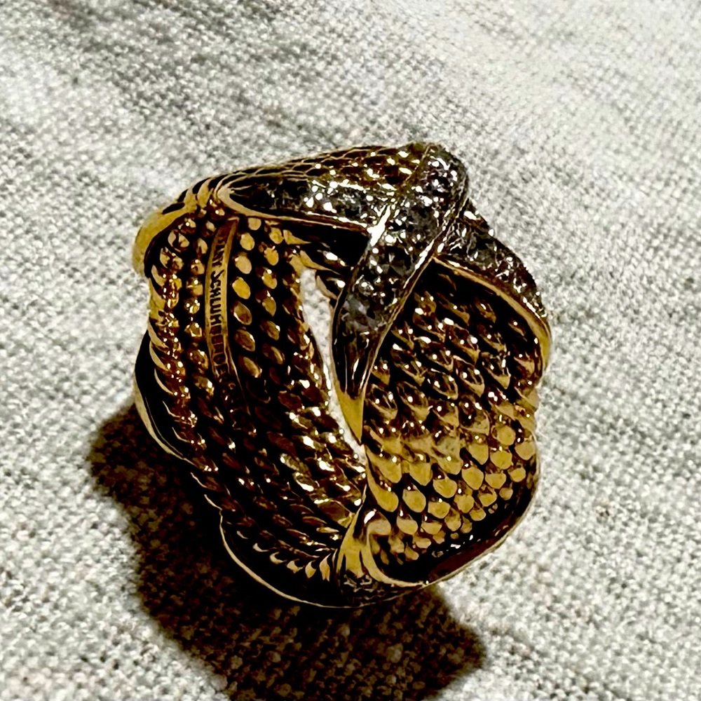 Tiffany & Co. Schlumberger 18k and platinum 6-row diamond rope ring 5.25